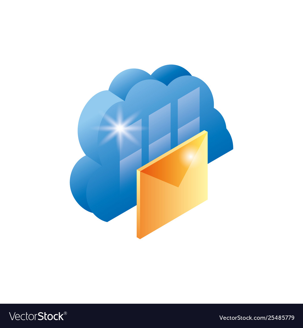 Cloud computing server with envelope Vector Image Cloud computing server with envelope