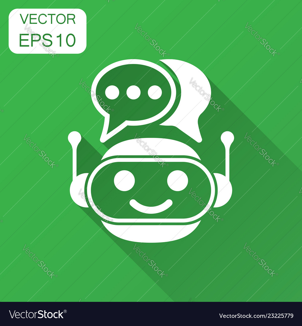 Cute robot chatbot icon in flat style bot vector image Cute robot chatbot icon in flat style bot