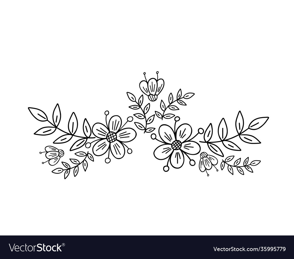 Fancy flowers arrangement leaves simple Royalty Free Vector