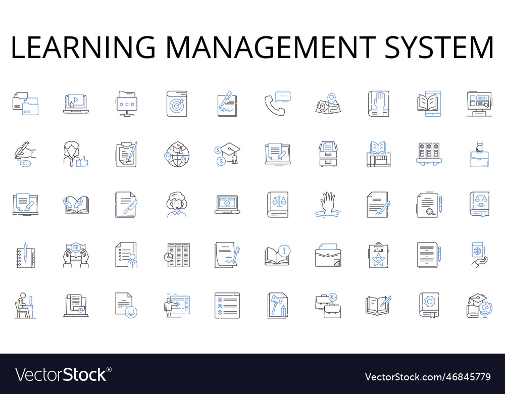 Learning management system line icons collection Vector Image Learning management system line icons collection