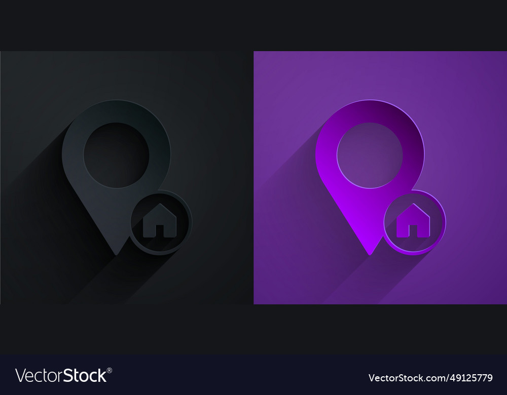 Paper cut map pointer with house icon isolated vector image Paper cut map pointer with house icon isolated