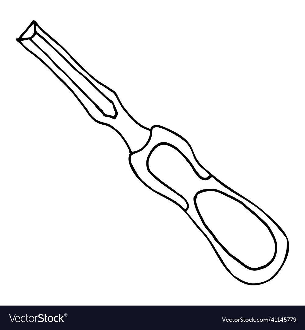 Professional chisel with wooden handle carpentry vector image Professional chisel with wooden handle carpentry