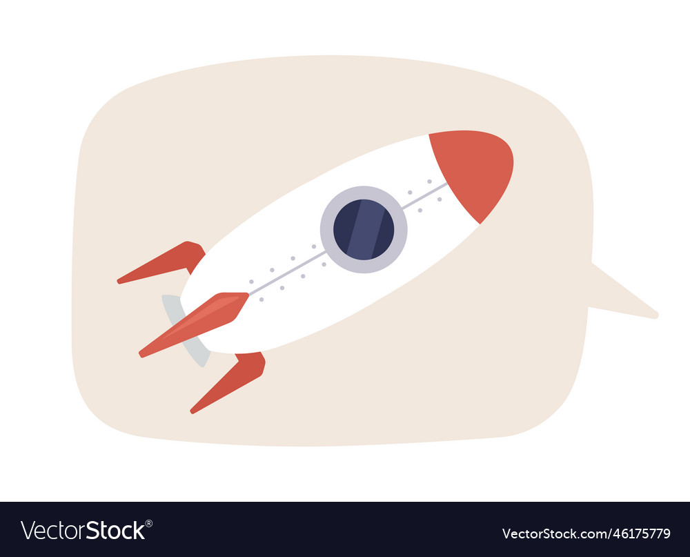 Speech bubble with rocket semi flat color element vector image Speech bubble with rocket semi flat color element