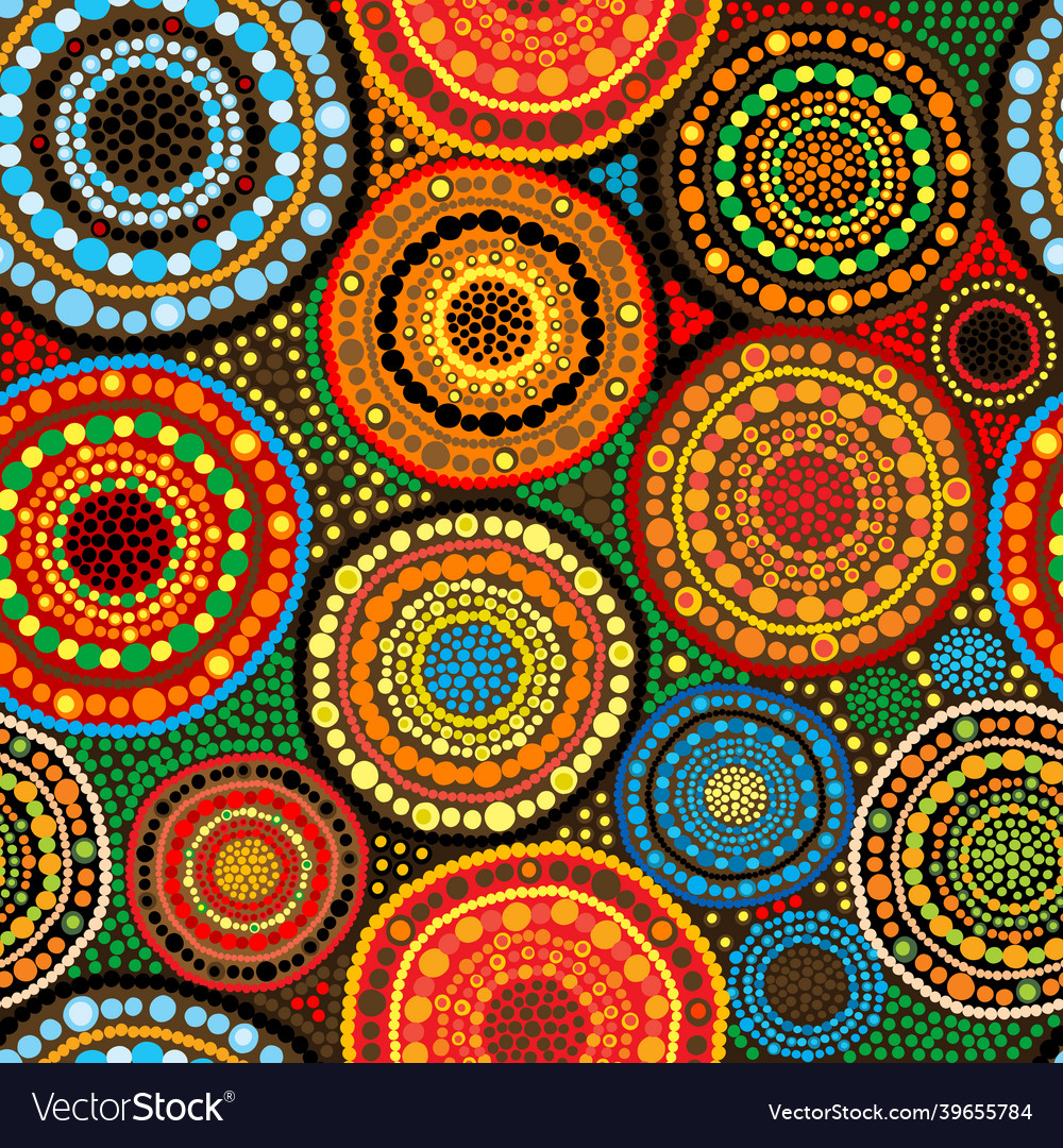 African seamless background with dots and round Vector Image