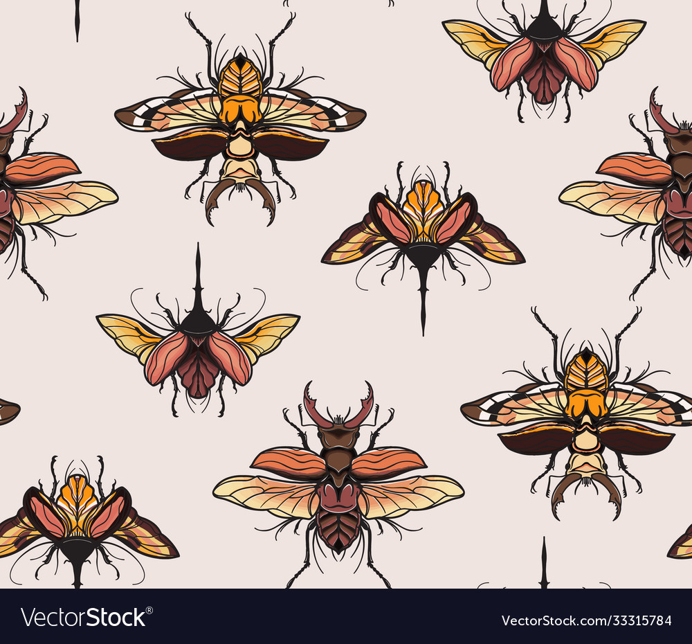 Bugs moth butterfly insect animal seamless vector image Bugs moth butterfly insect animal seamless
