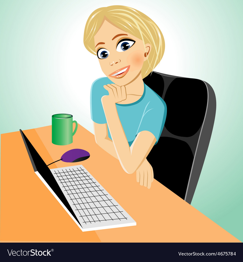 Business woman at table with laptop