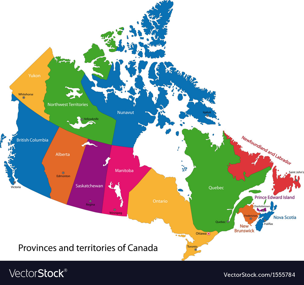 Colorful Canada Map Vector 1555784 