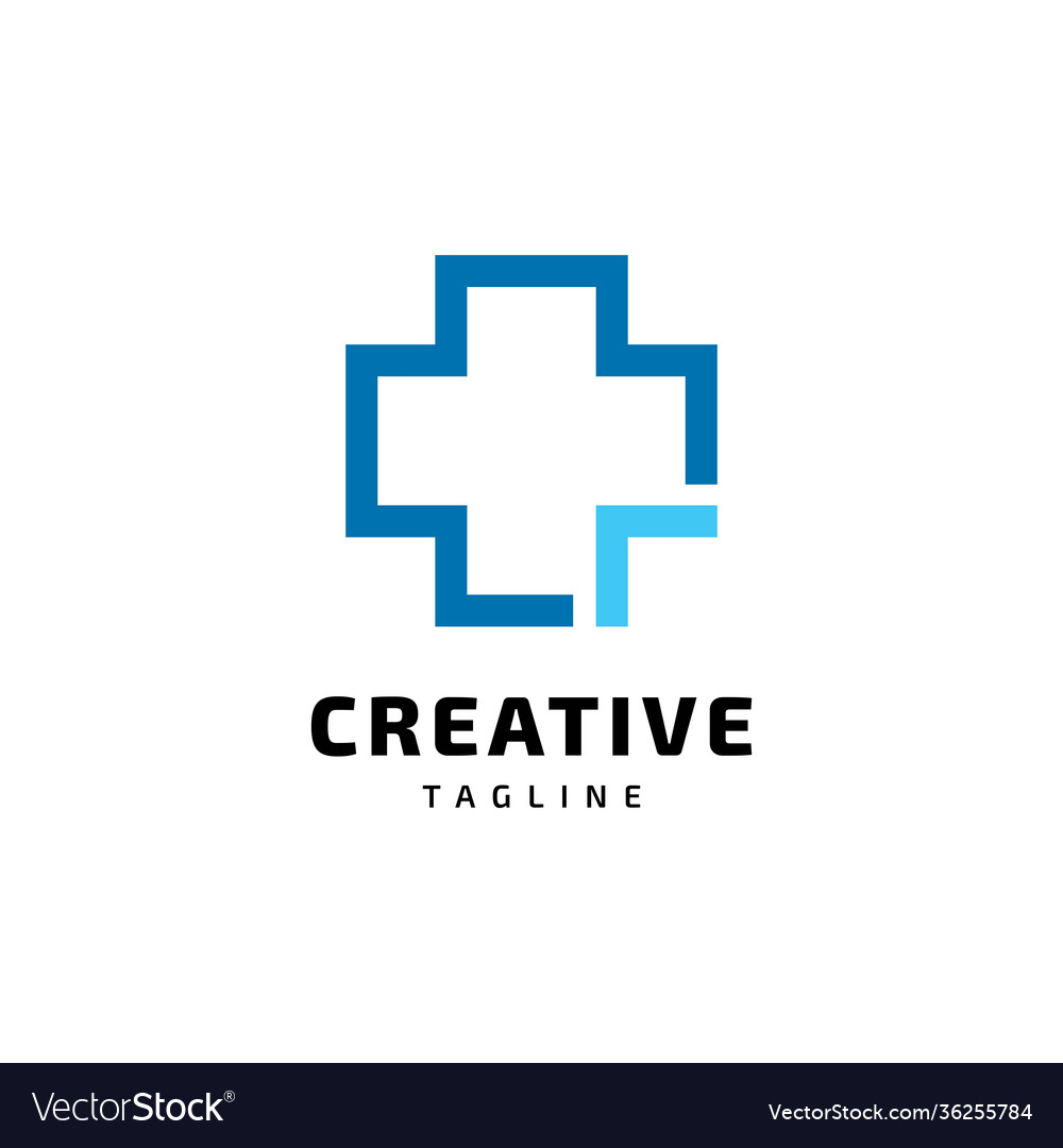 Cross symbol medical logo design Royalty Free Vector Image