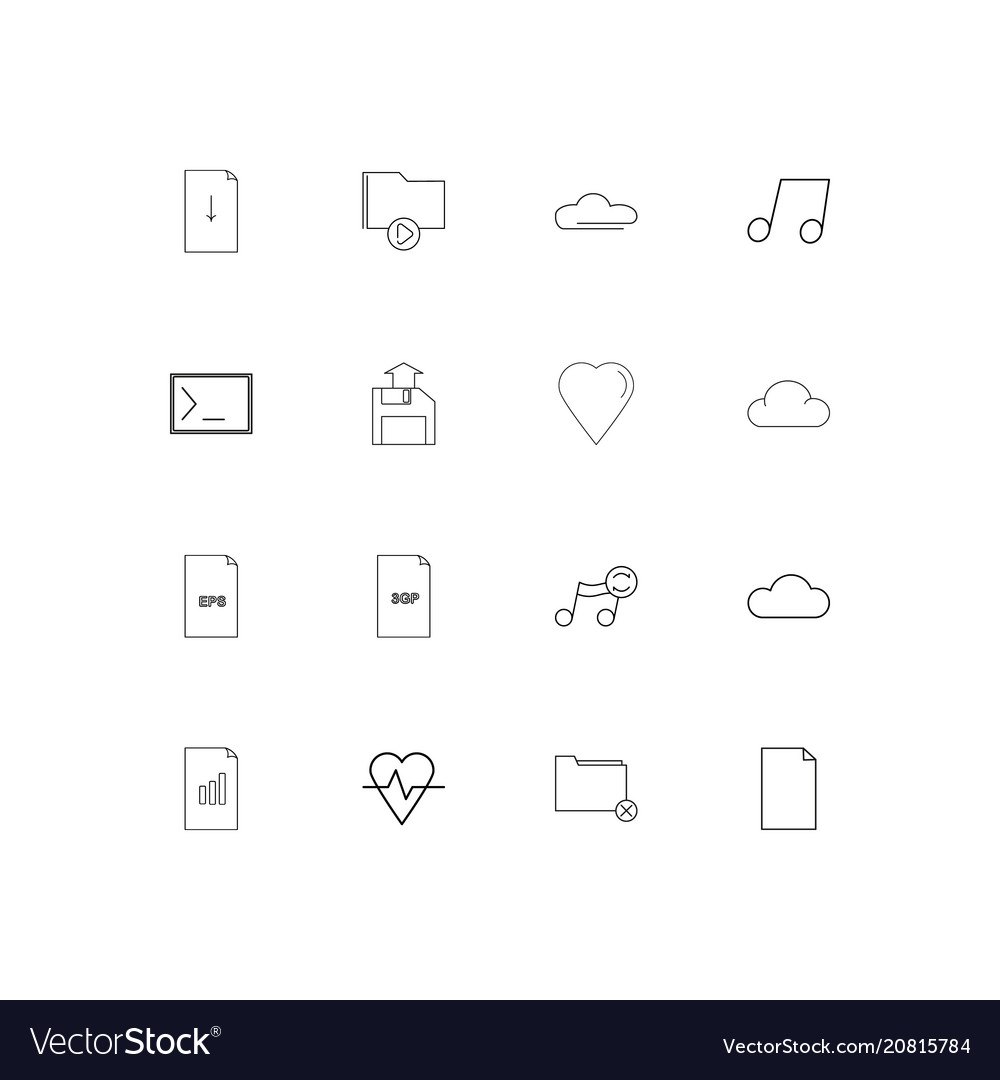 Files and folders sign linear thin icons set