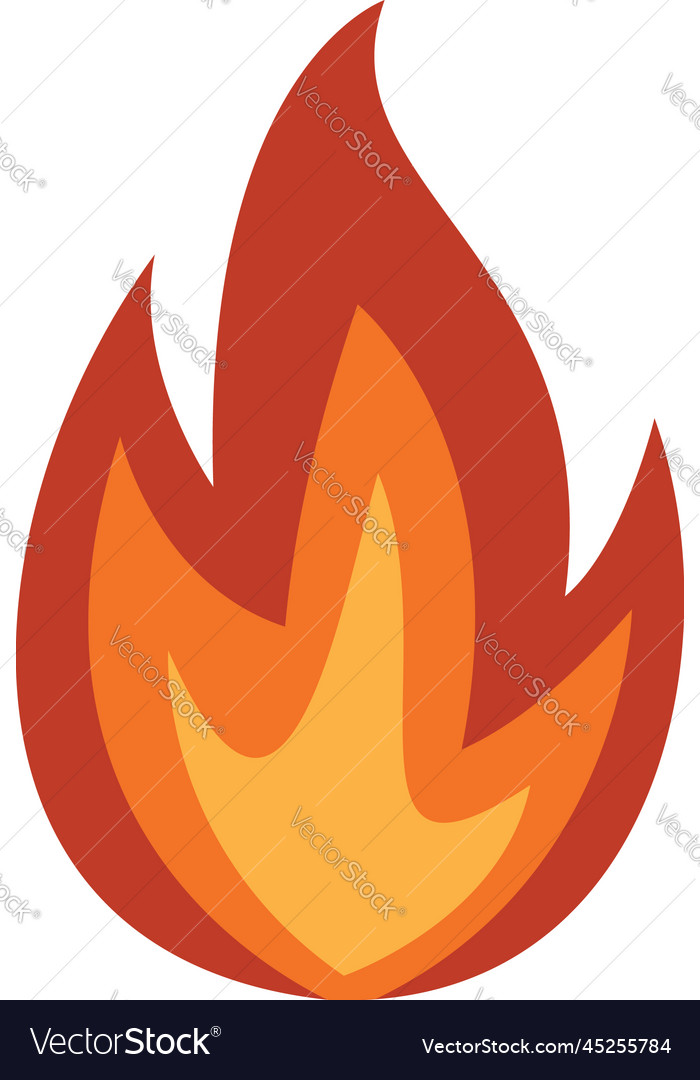 Fire flame warning icon flat style Royalty Free Vector Image