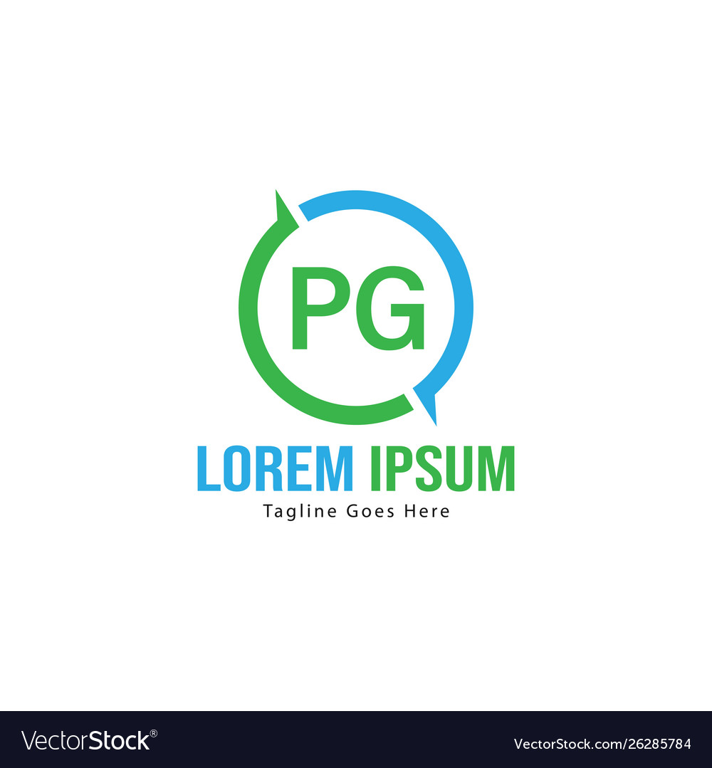 Initial pg logo template with modern frame