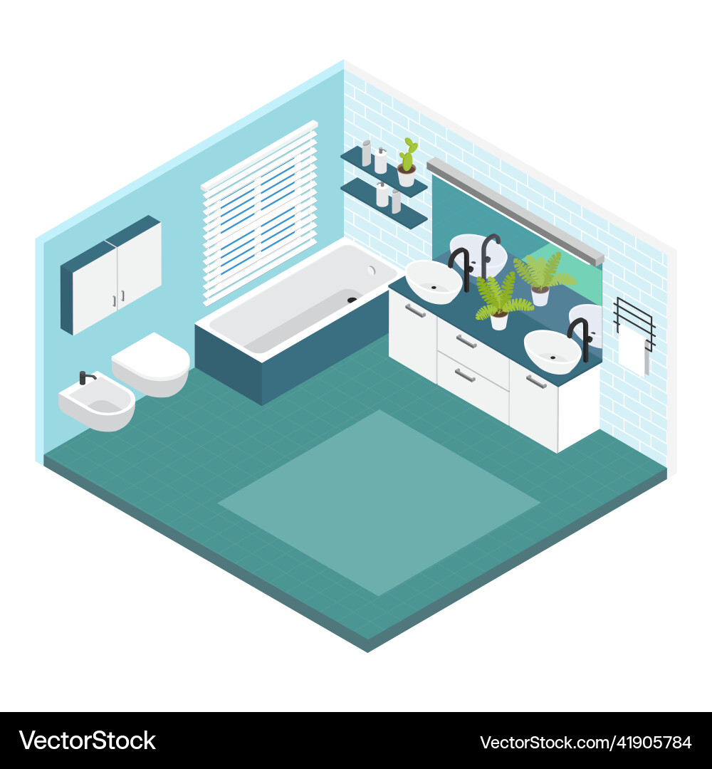Isometric bathroom composition Royalty Free Vector Image