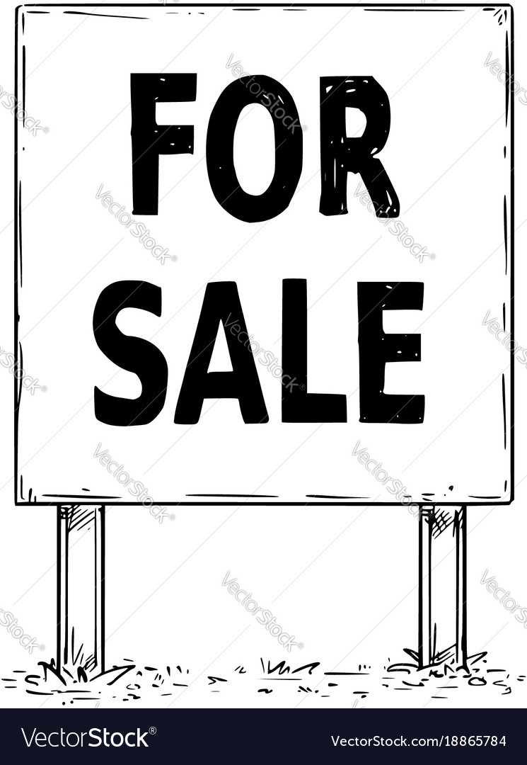 Large sign board drawing with for sale text