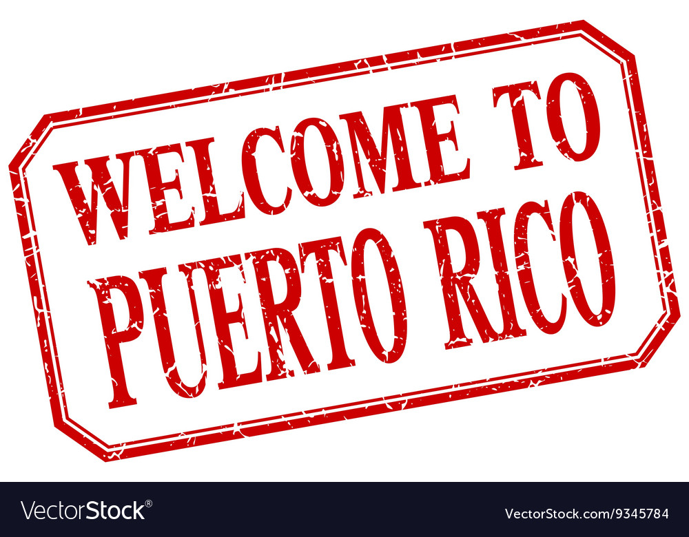 Puerto rico - Willkommen rote Vintage isolierte Etikett