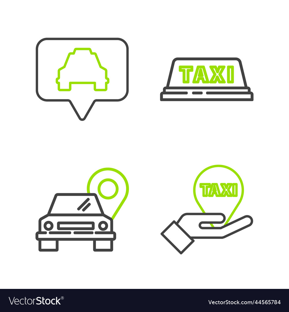 Set line hand on map pointer with taxi