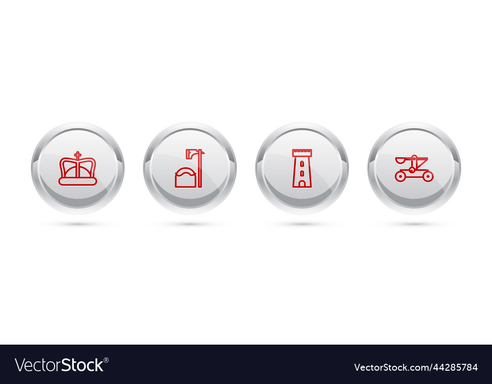 Set line king crown executioner axe tree block vector image Set line king crown executioner axe tree block