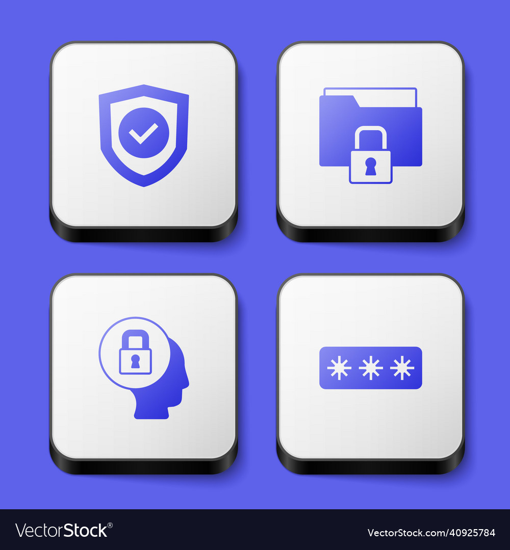 Set shield with check mark folder and lock