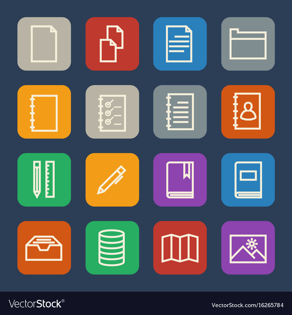 Simple documents and library icons set