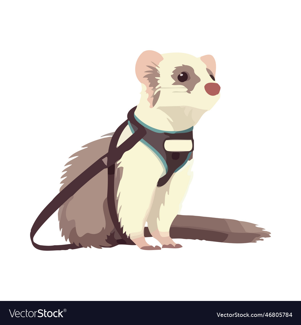 Small furry rodent sits cheerfully on white