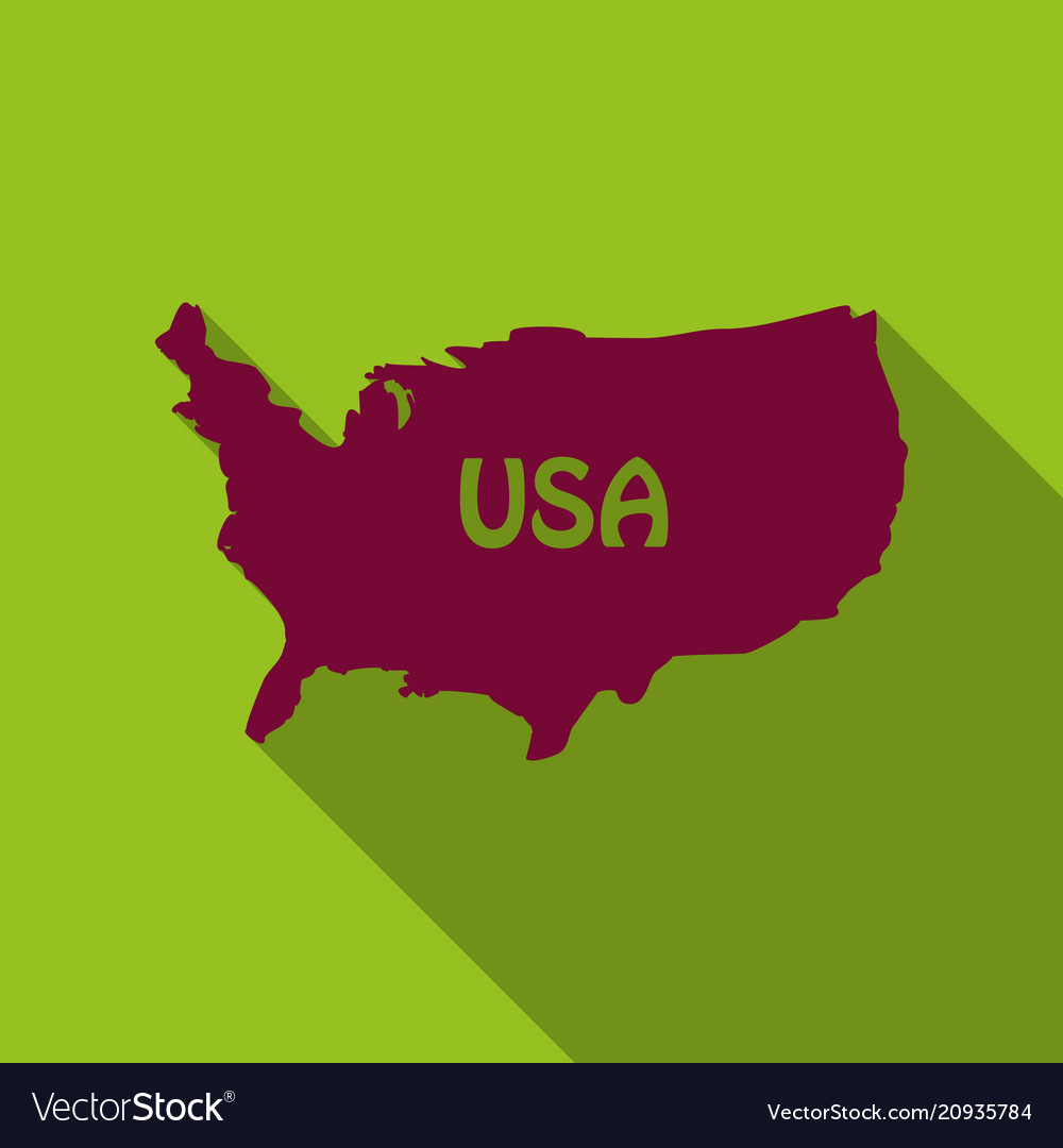 Usa map in flat style with shadow