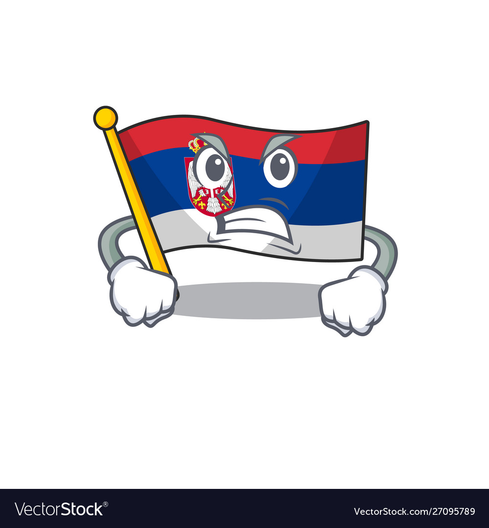 Angry flag serbia mascot shaped on cartoon Vector Image