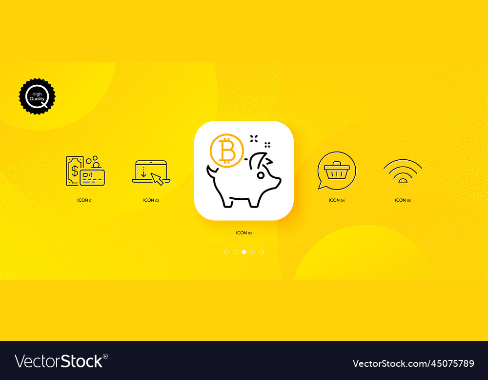 Card wifi and scroll down minimal line icons vector image Card wifi and scroll down minimal line icons