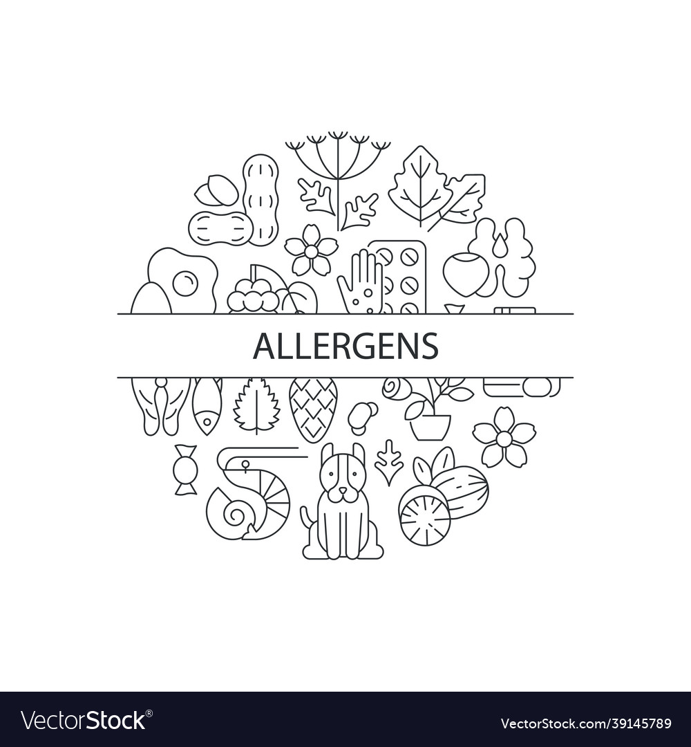 Common allergens abstract linear concept layout