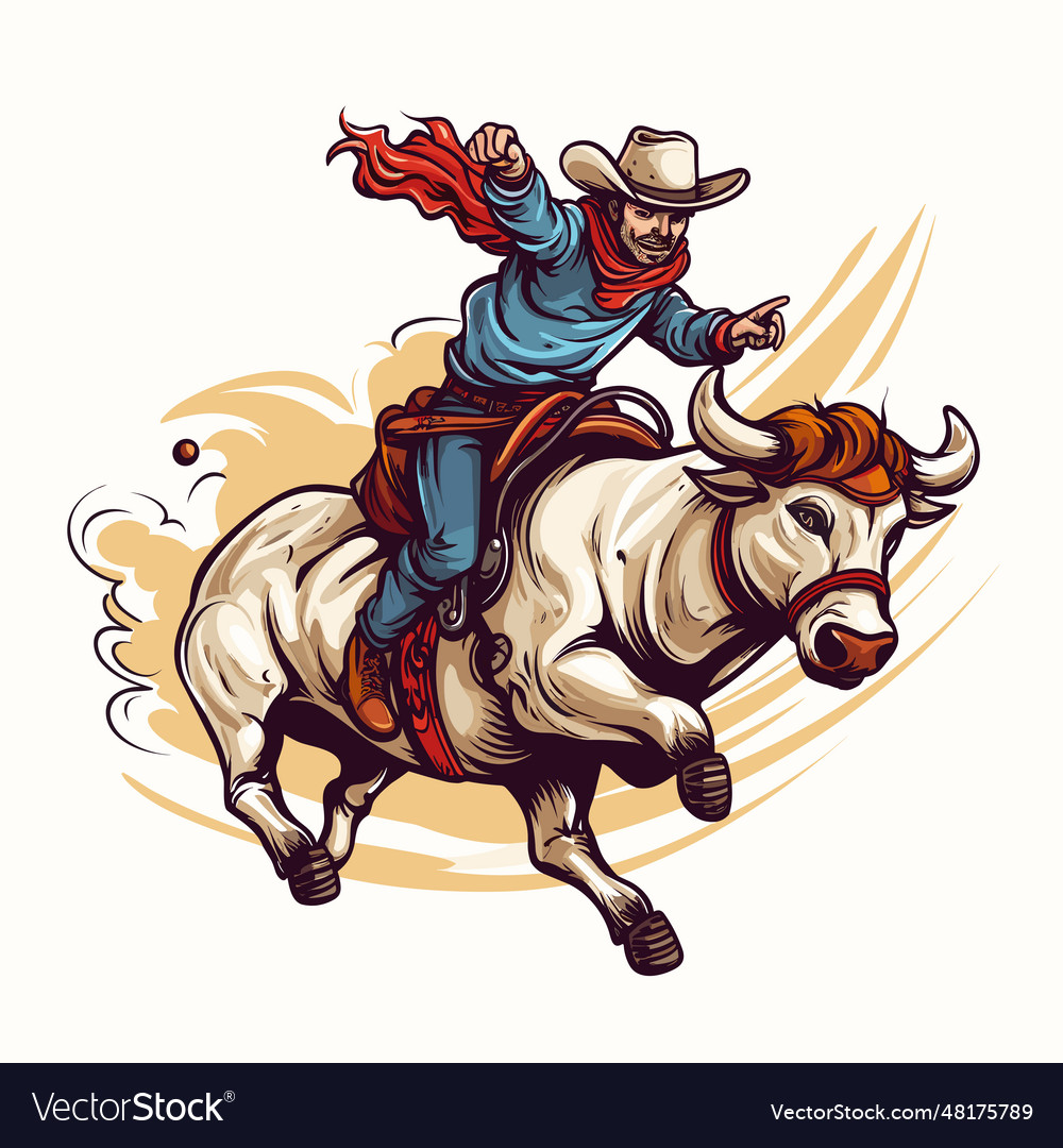 Cowboy riding a bull rodeo Royalty Free Vector Image