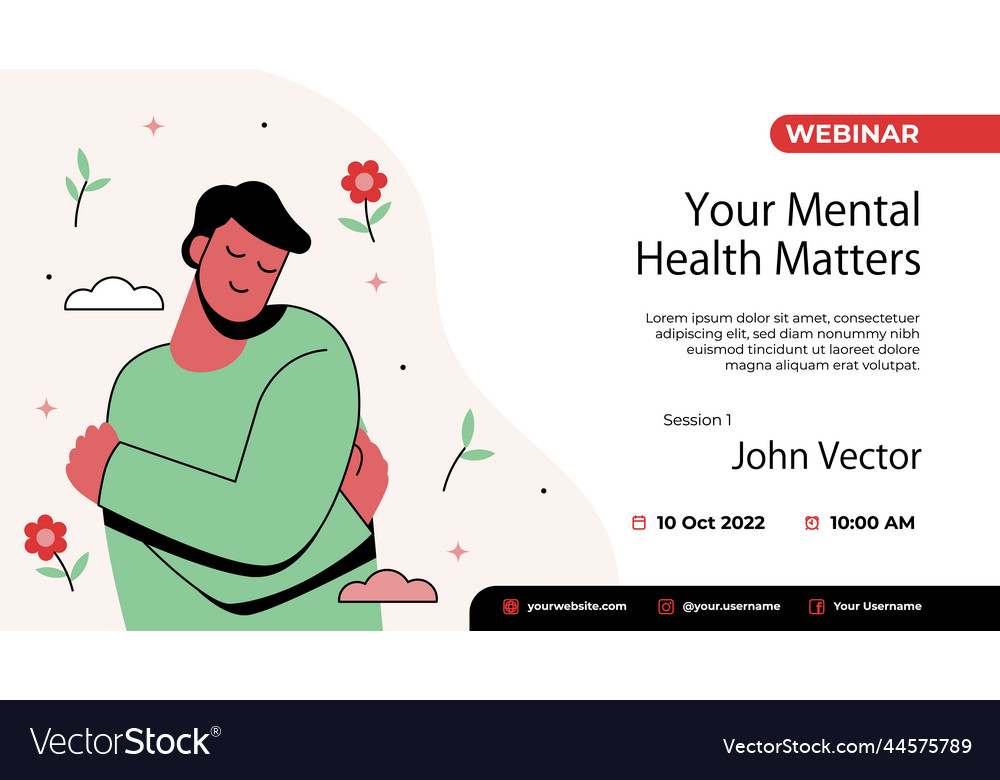 Flat world mental health day webinar template Vector Image