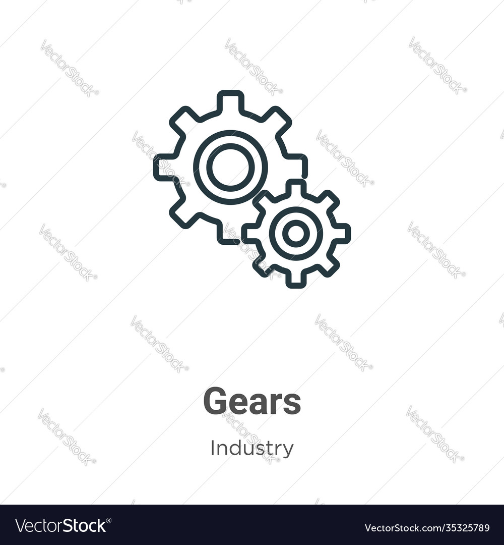 Gears outline icon thin line black