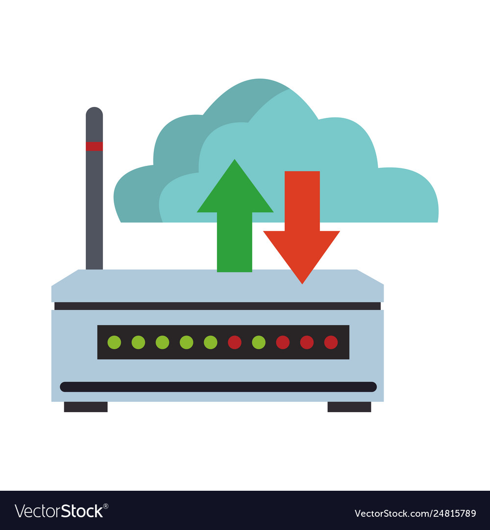 Internet router and cloud computer vector image Internet router and cloud computer