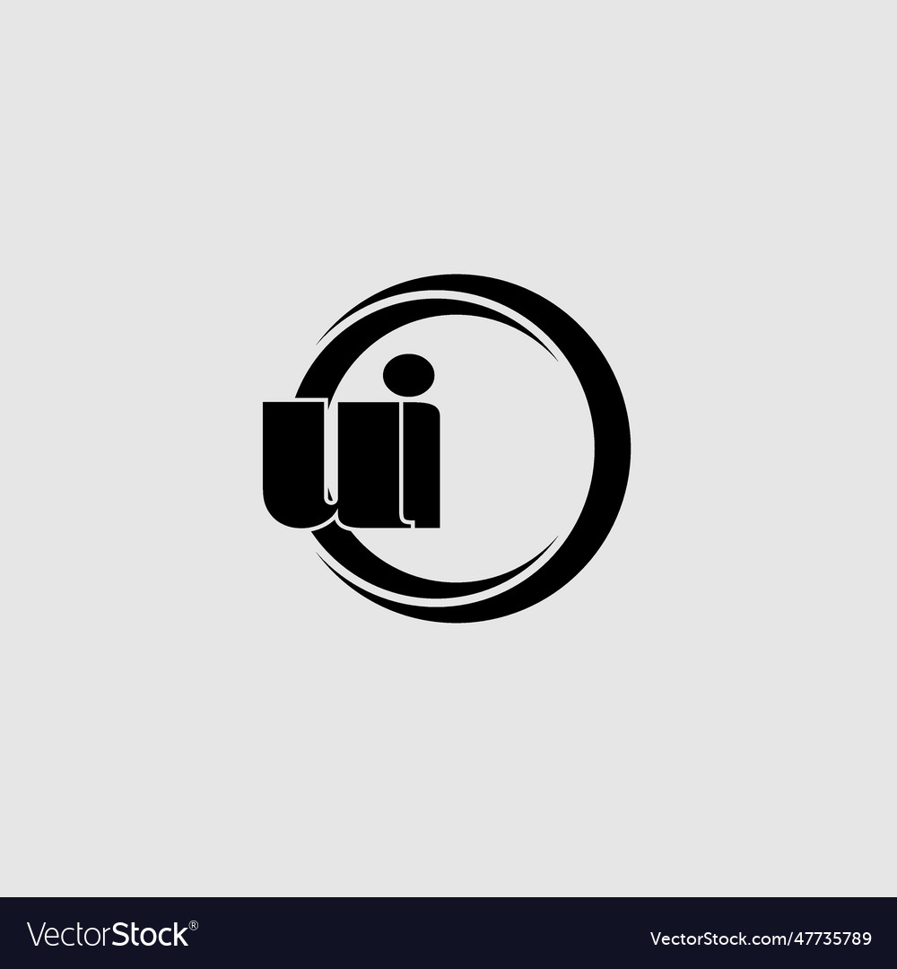 Letters ui simple circle linked line logo vector image Letters ui simple circle linked line logo