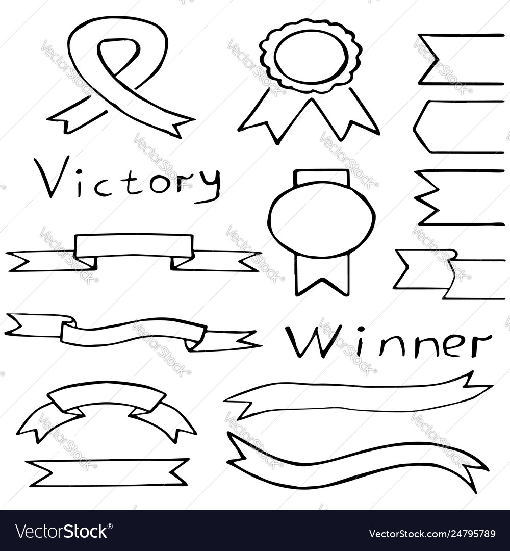 Ribbon in hand drawn style Royalty Free Vector Image