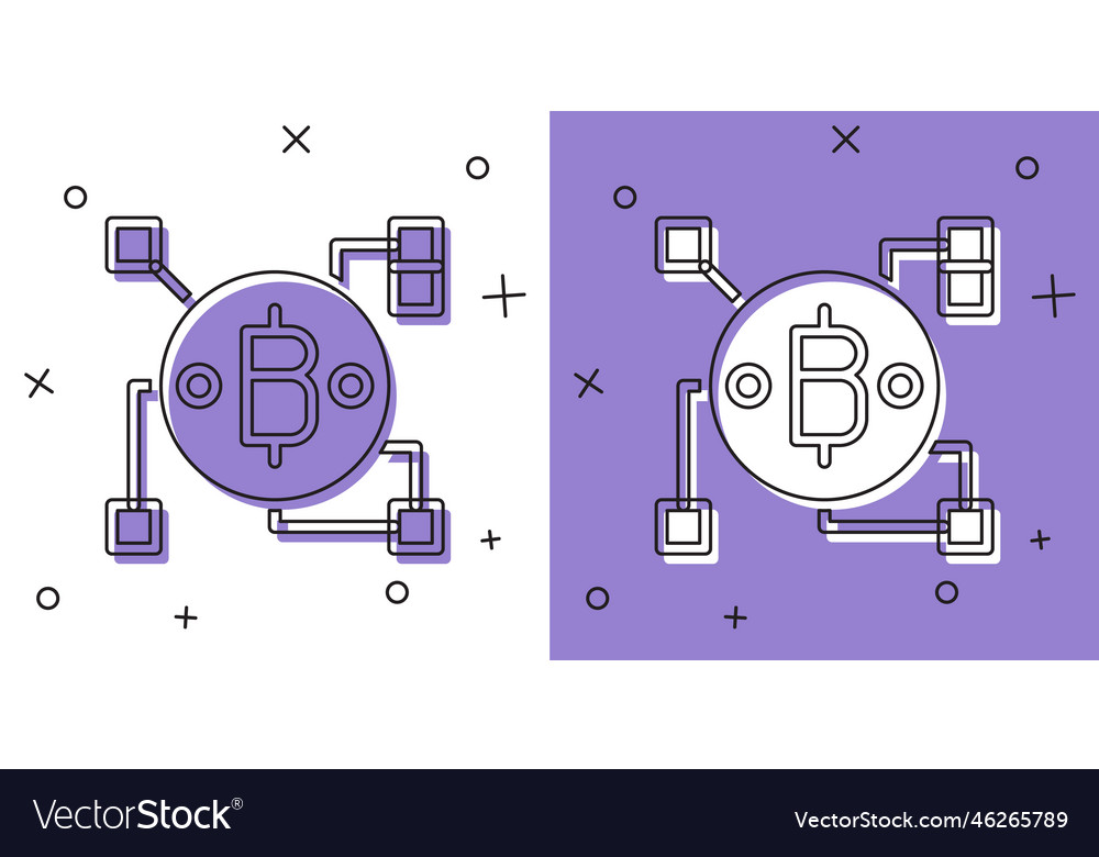 Set blockchain technology bitcoin icon isolated vector image Set blockchain technology bitcoin icon isolated