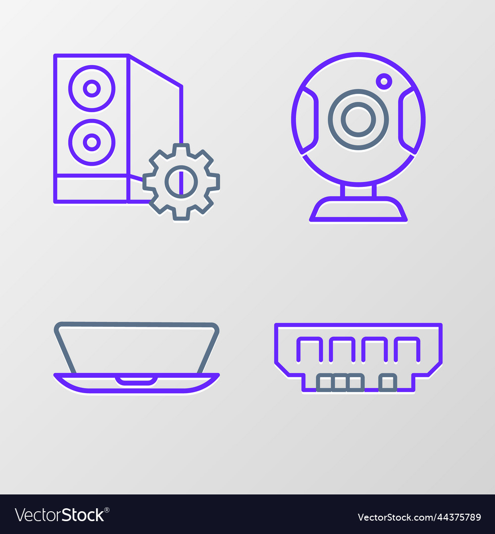 Set line ram random access memory laptop web vector image Set line ram random access memory laptop web