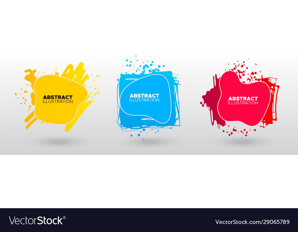 Set modern abstract banners ink style shapes