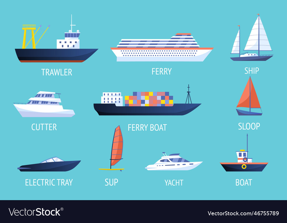 Set of ships with text Vector Image Set of ships with text