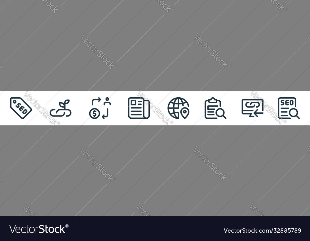 Web apps seo line icons linear set quality