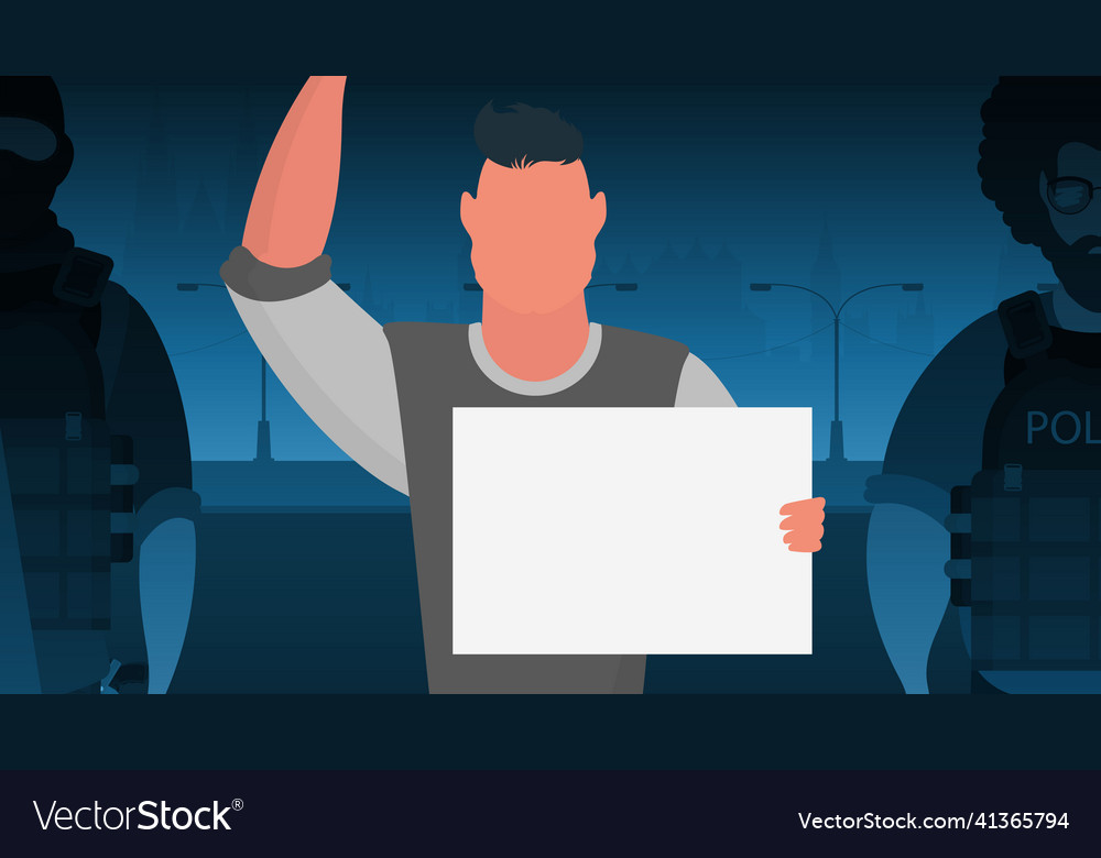 A man with an empty banner and space for your