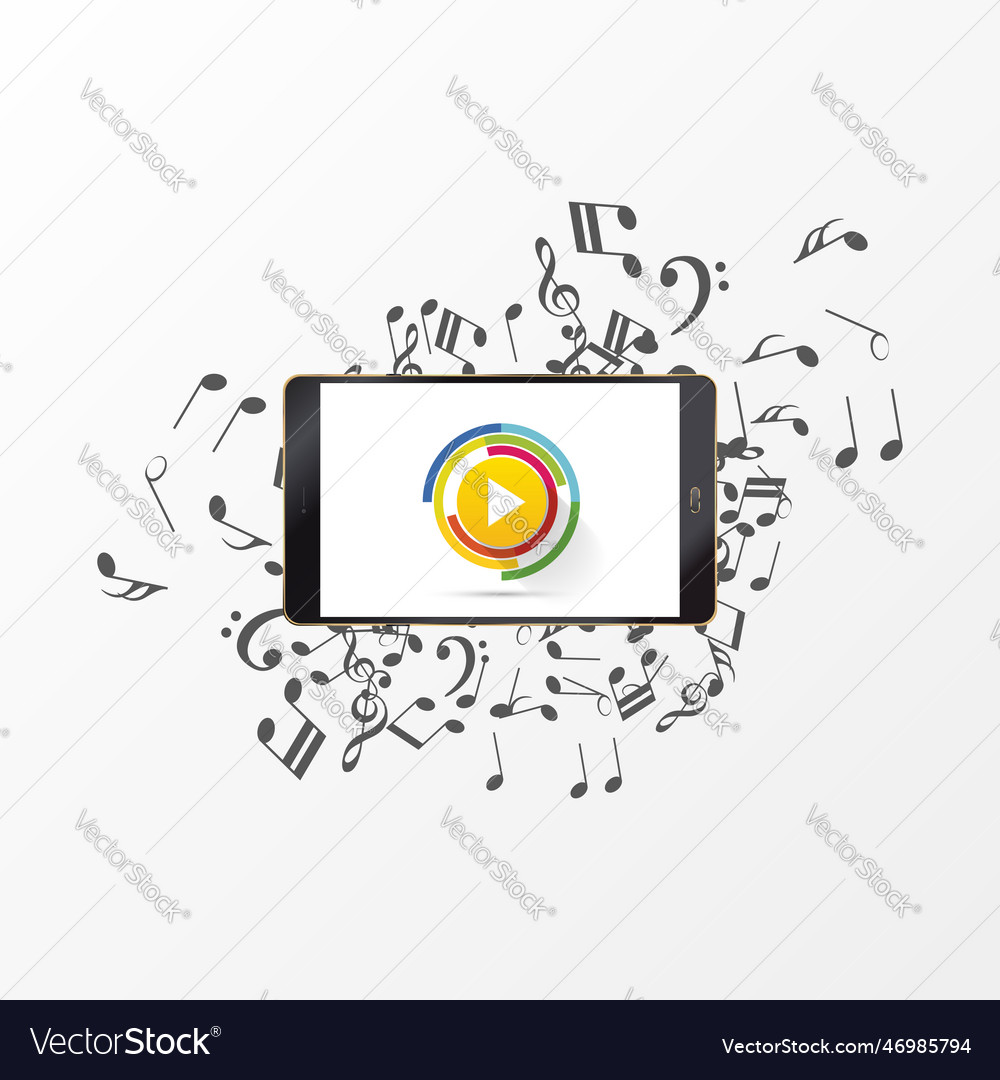 Abstract music play button with note