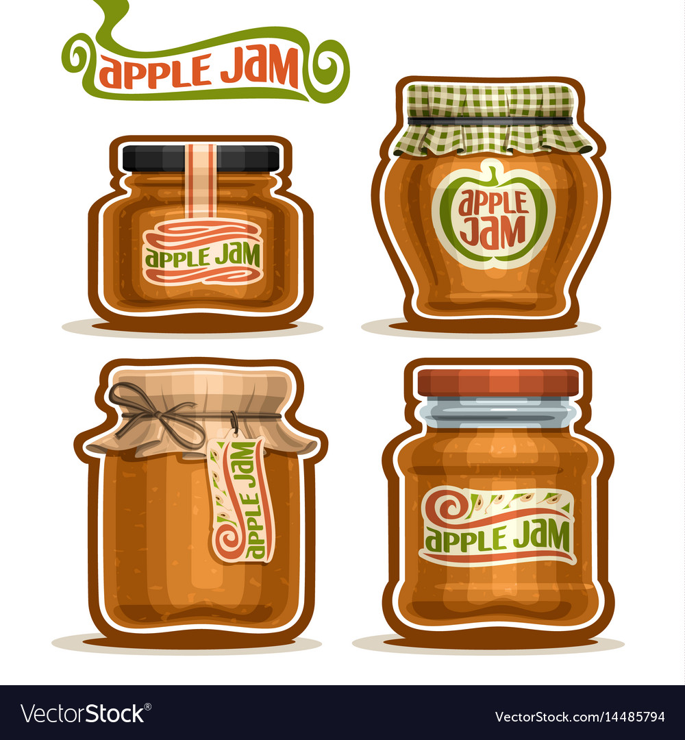 Apple jam in glass jars