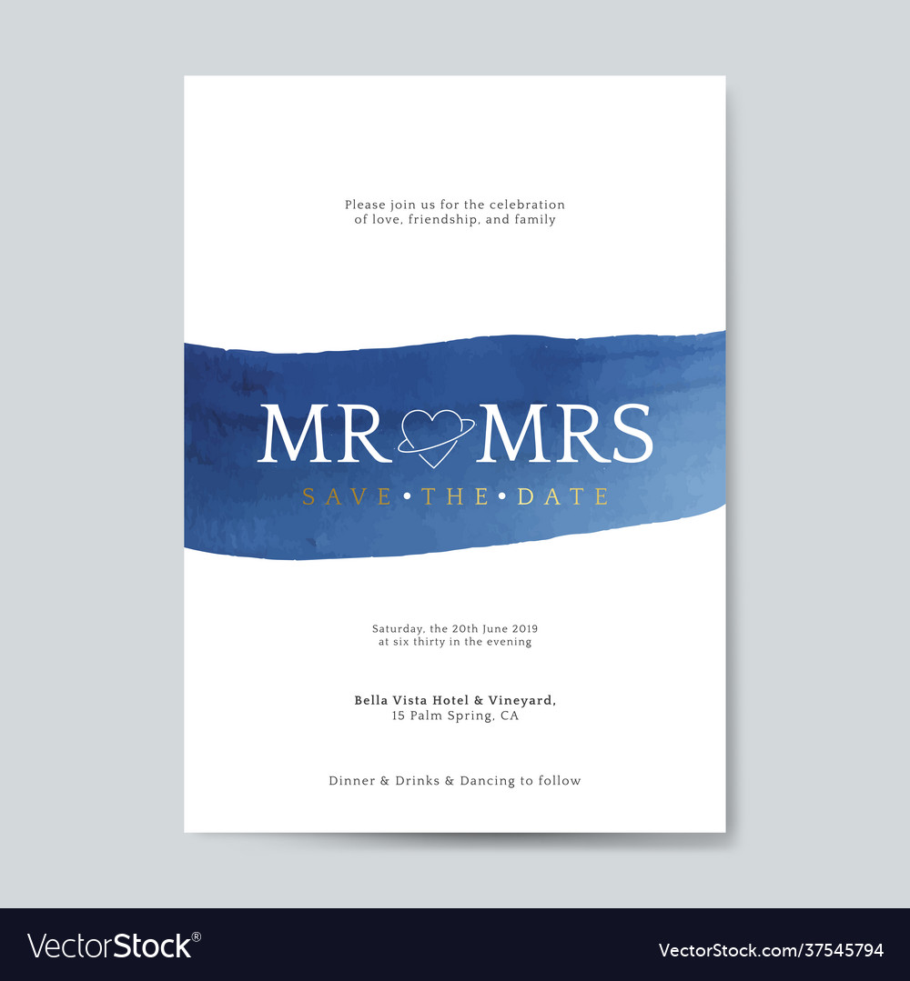 Blue wedding invitation card