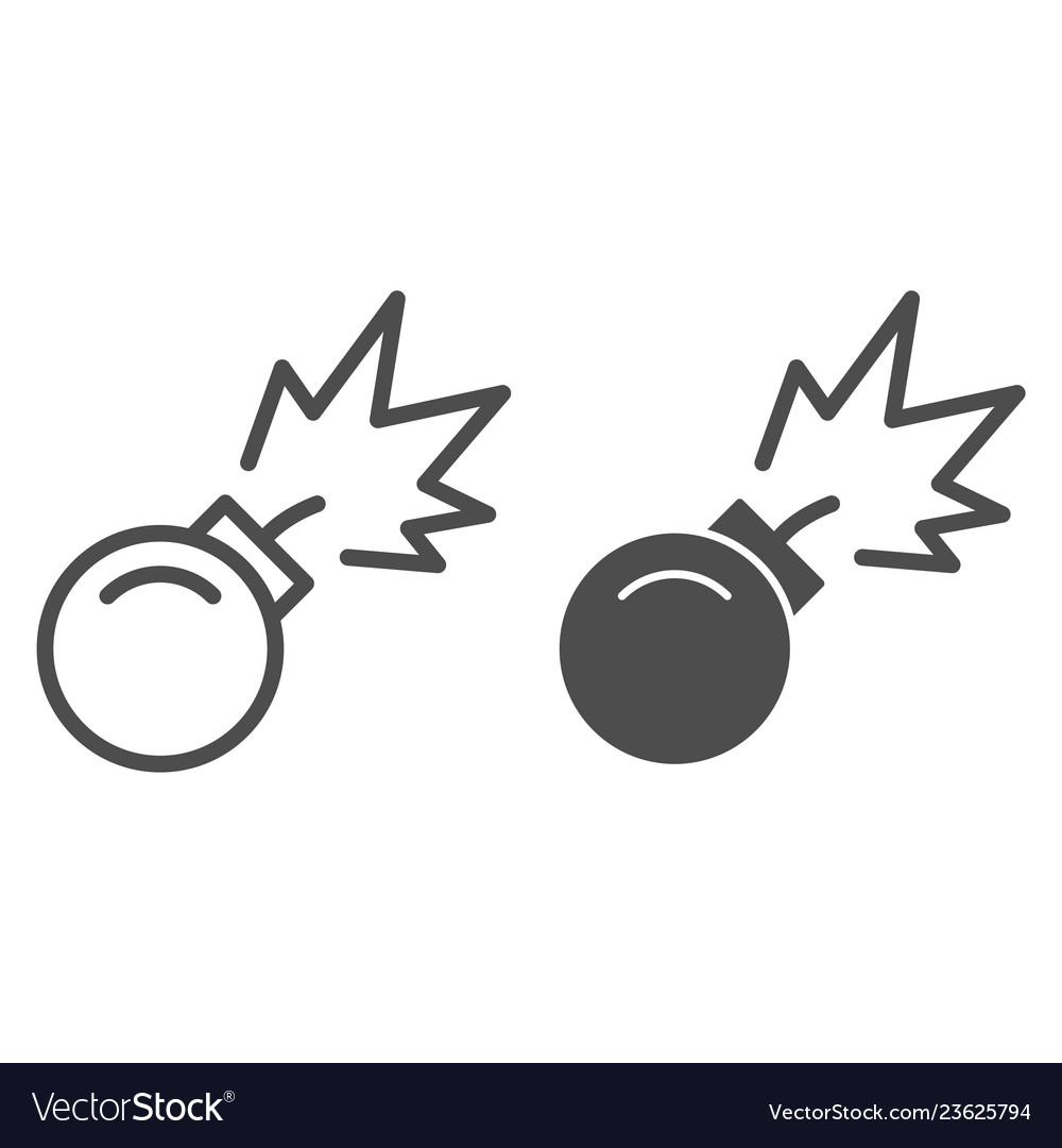 Bomb with bickford fuse line and glyph icon Vector Image