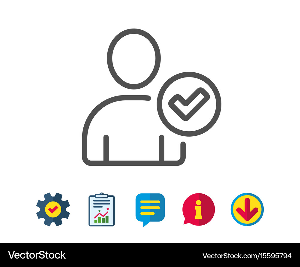 Checked user line icon profile avatar sign Vector Image