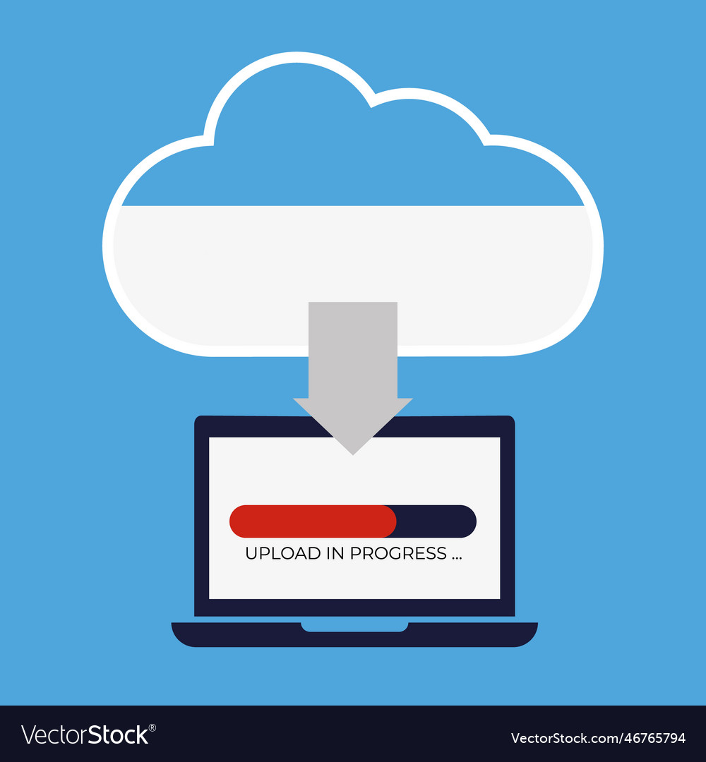 Cloud storage service concept uploading data vector image Cloud storage service concept uploading data