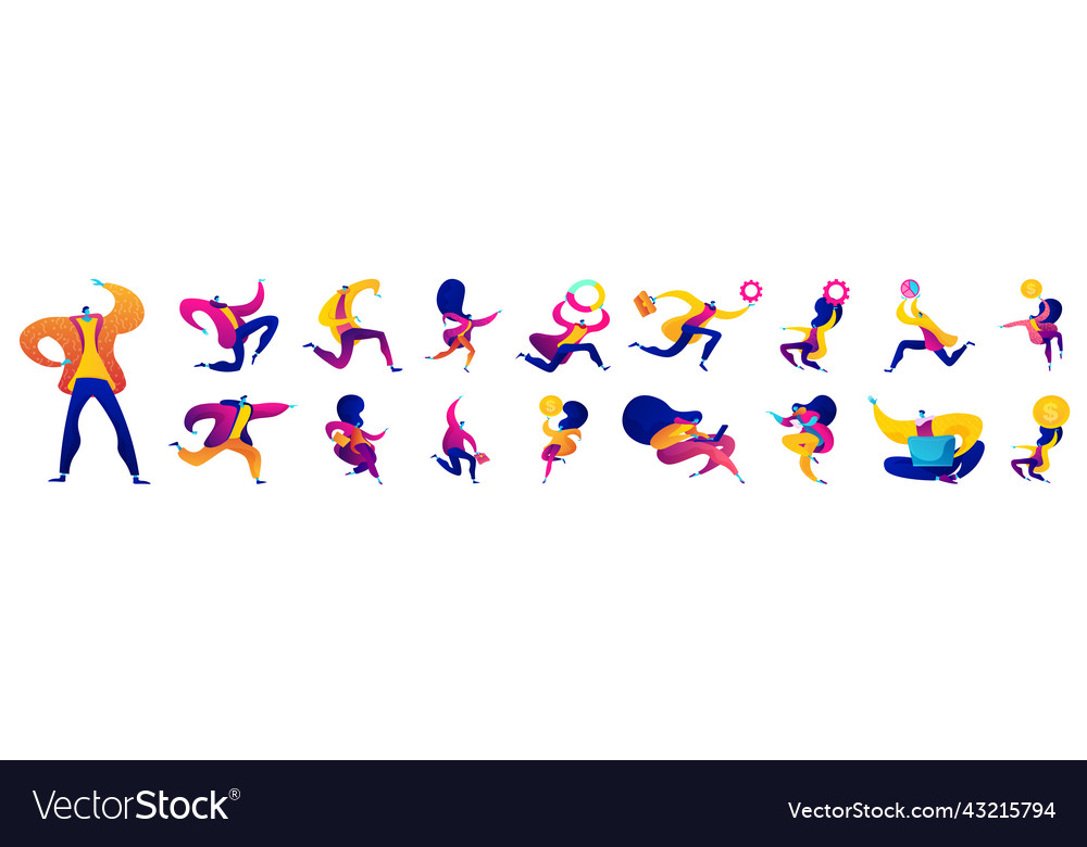 Colorful characters in dynamic poses
