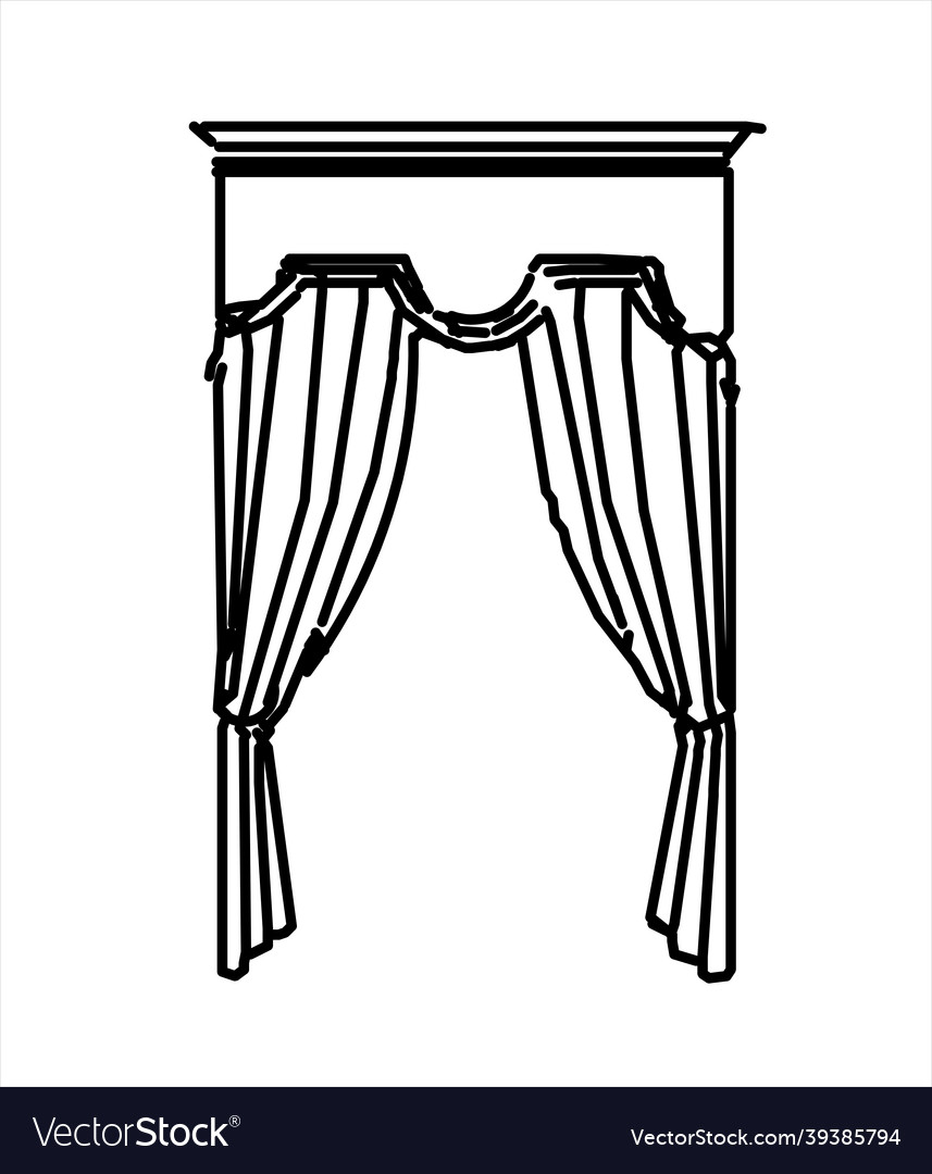 Design sketch of simple window curtains vector image Design sketch of simple window curtains