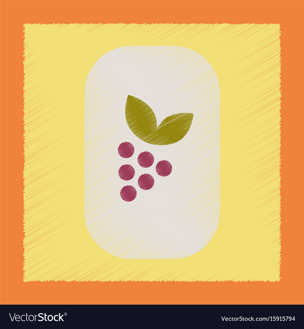 Flat shading style icon grapes with leaf