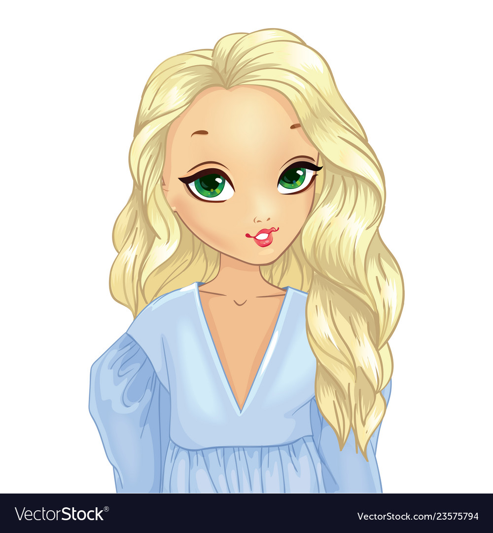 Girl With Wavy White Hair Royalty Free Vector Image