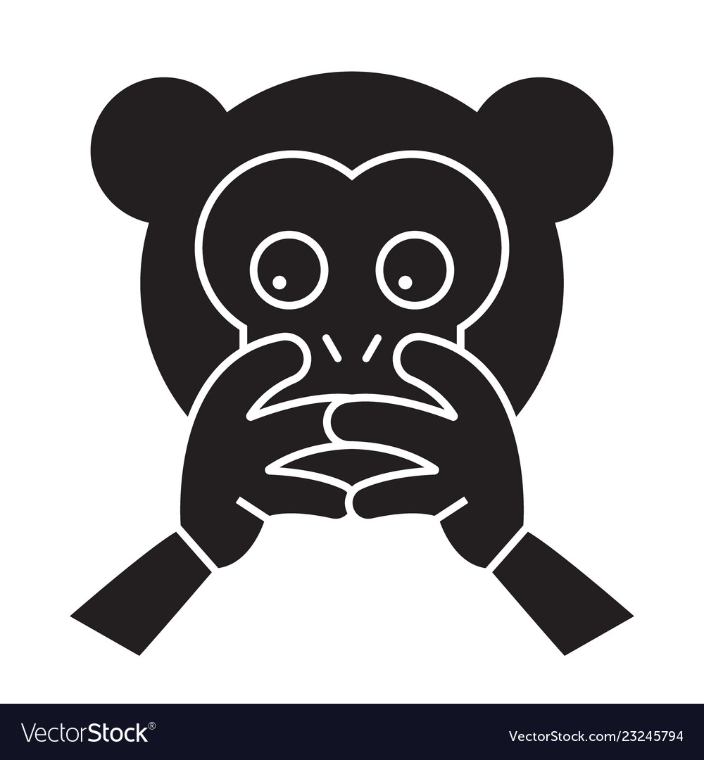 Hear no evil emoji black concept icon hear Vector Image